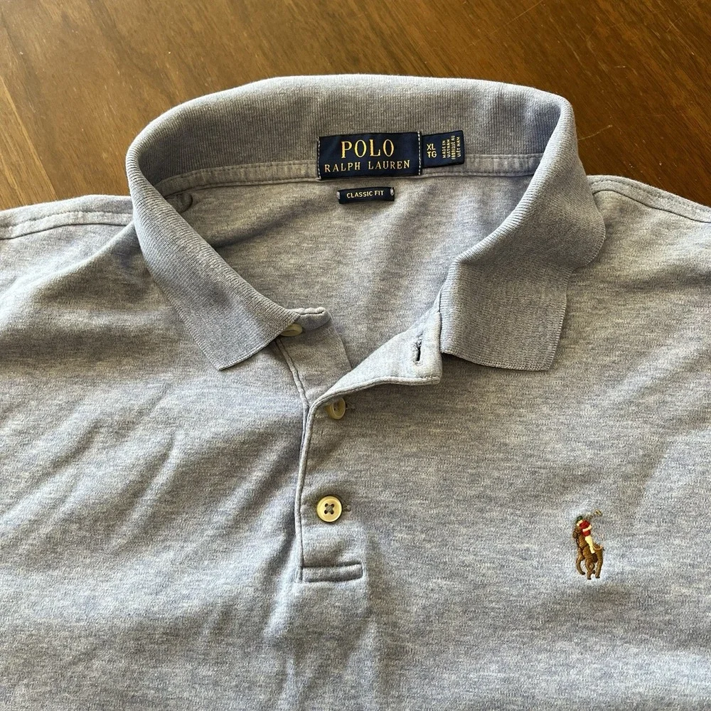 Polo Ralph Lauren Shirt Men's XL Classic Fit Blue Flesh Pony Soft Cotton
